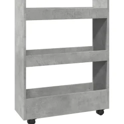 vidaXL Carro de almacenaje estrecho 3 niveles madera gris hormigón Gris hormigón Outlet