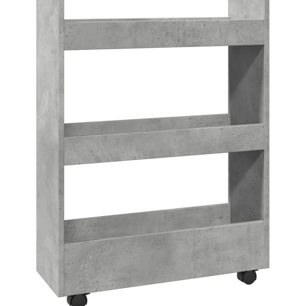 vidaXL Carro de almacenaje estrecho 3 niveles madera gris hormigón Gris hormigón Outlet