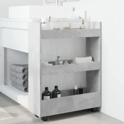 vidaXL Carro de almacenaje estrecho 3 niveles madera gris hormigón Gris hormigón Outlet