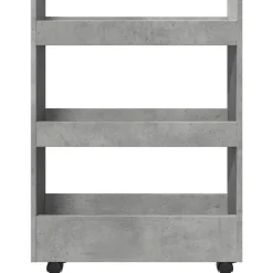 vidaXL Carro de almacenaje estrecho 3 niveles madera gris hormigón Gris hormigón Outlet