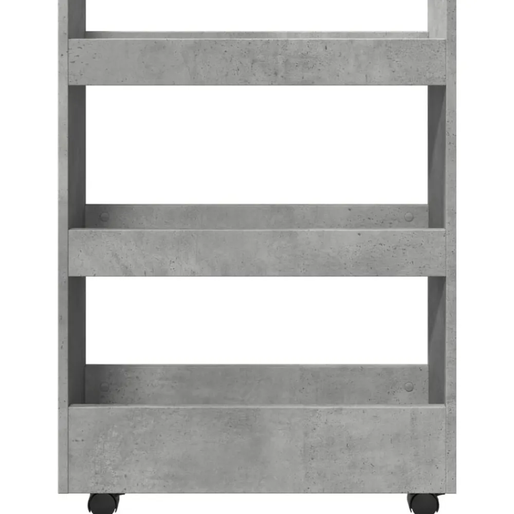 vidaXL Carro de almacenaje estrecho 3 niveles madera gris hormigón Gris hormigón Outlet