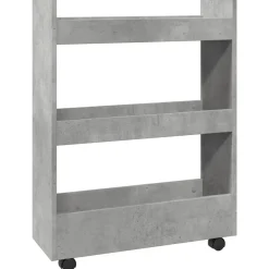 vidaXL Carro de almacenaje estrecho 3 niveles madera gris hormigón Gris hormigón Outlet