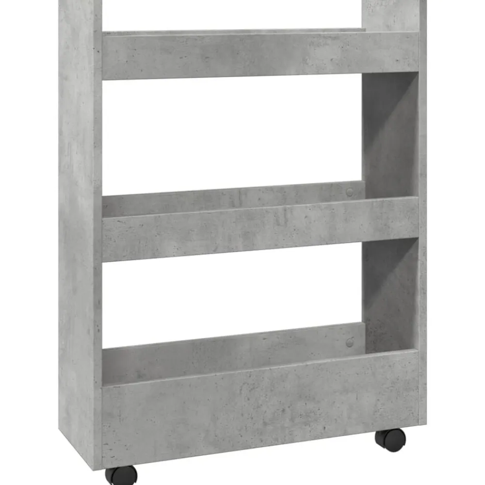 vidaXL Carro de almacenaje estrecho 3 niveles madera gris hormigón Gris hormigón Outlet