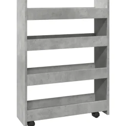 vidaXL Carro de almacenaje estrecho 4 niveles madera gris hormigón Gris hormigón