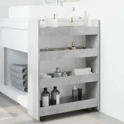 vidaXL Carro de almacenaje estrecho 4 niveles madera gris hormigón Gris hormigón