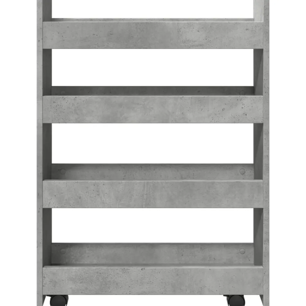 vidaXL Carro de almacenaje estrecho 4 niveles madera gris hormigón Gris hormigón