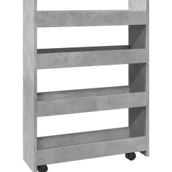 vidaXL Carro de almacenaje estrecho 4 niveles madera gris hormigón Gris hormigón
