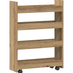vidaXL Carro de almacenaje estrecho 4 niveles madera roble artisian artisian oak Best