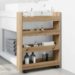 vidaXL Carro de almacenaje estrecho 4 niveles madera roble artisian artisian oak Best