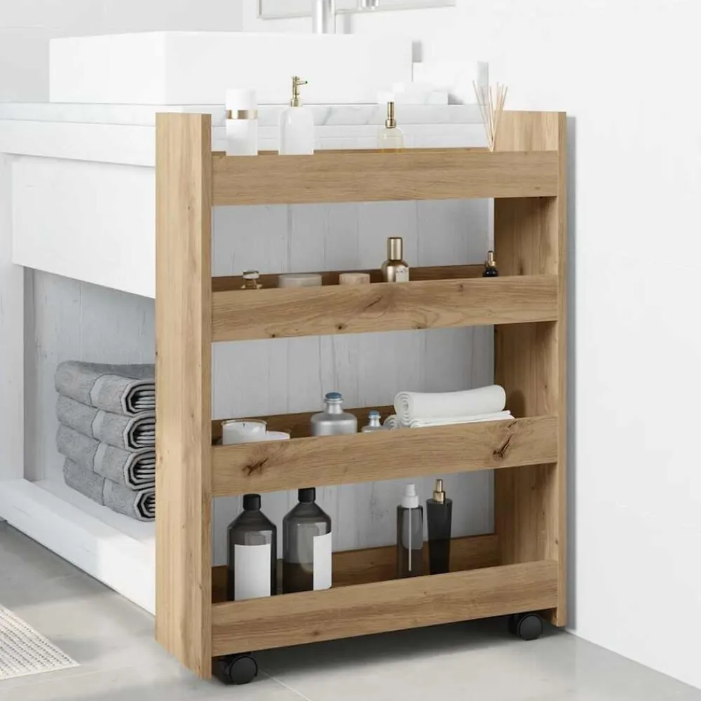 vidaXL Carro de almacenaje estrecho 4 niveles madera roble artisian artisian oak Best