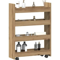 vidaXL Carro de almacenaje estrecho 4 niveles madera roble artisian artisian oak Best