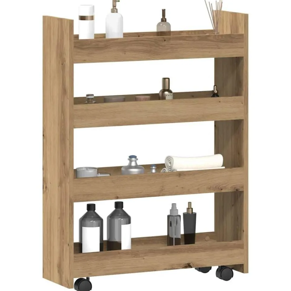 vidaXL Carro de almacenaje estrecho 4 niveles madera roble artisian artisian oak Best