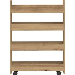 vidaXL Carro de almacenaje estrecho 4 niveles madera roble artisian artisian oak Best