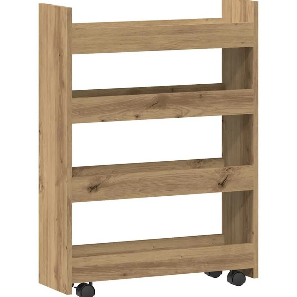 vidaXL Carro de almacenaje estrecho 4 niveles madera roble artisian artisian oak Best