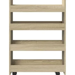 vidaXL Carro de almacenaje estrecho 4 niveles madera Roble Sonoma Outlet