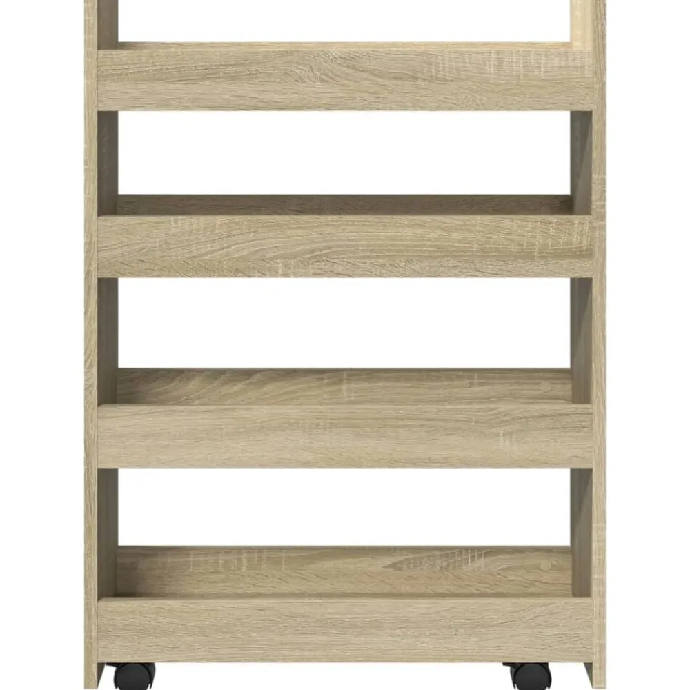 vidaXL Carro de almacenaje estrecho 4 niveles madera Roble Sonoma Outlet