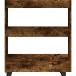 vidaXL Carro de almacenaje estrecho 3 niveles madera Roble ahumado Sale