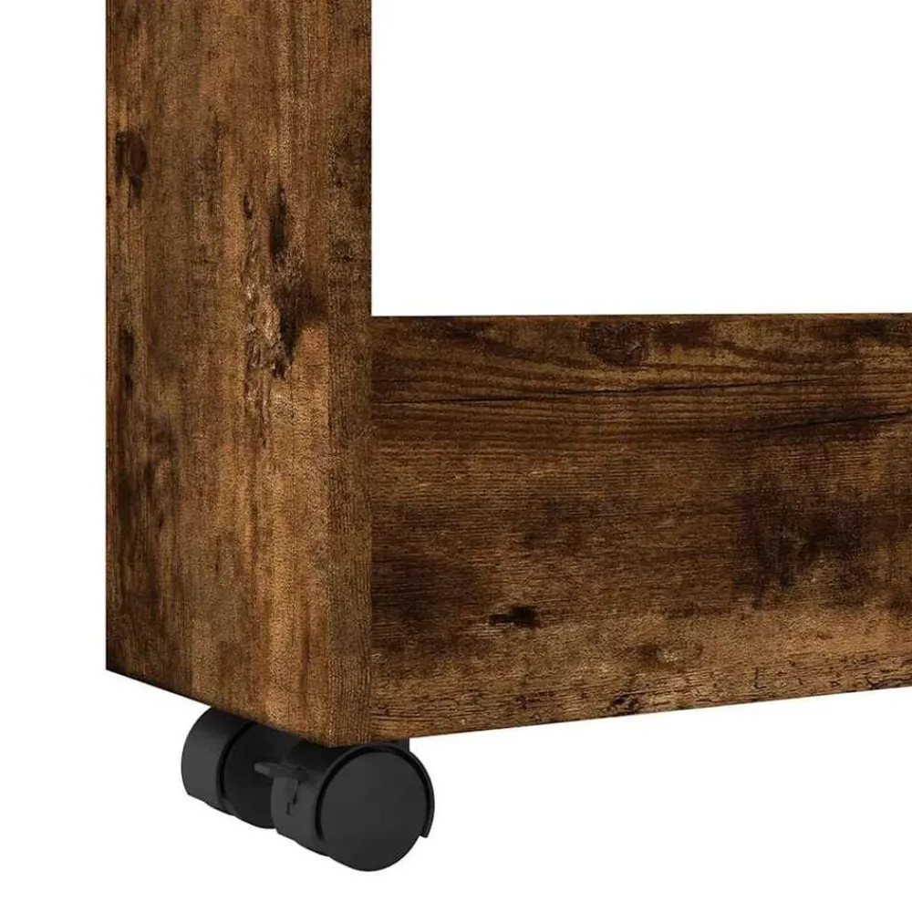vidaXL Carro de almacenaje estrecho 3 niveles madera Roble ahumado Sale