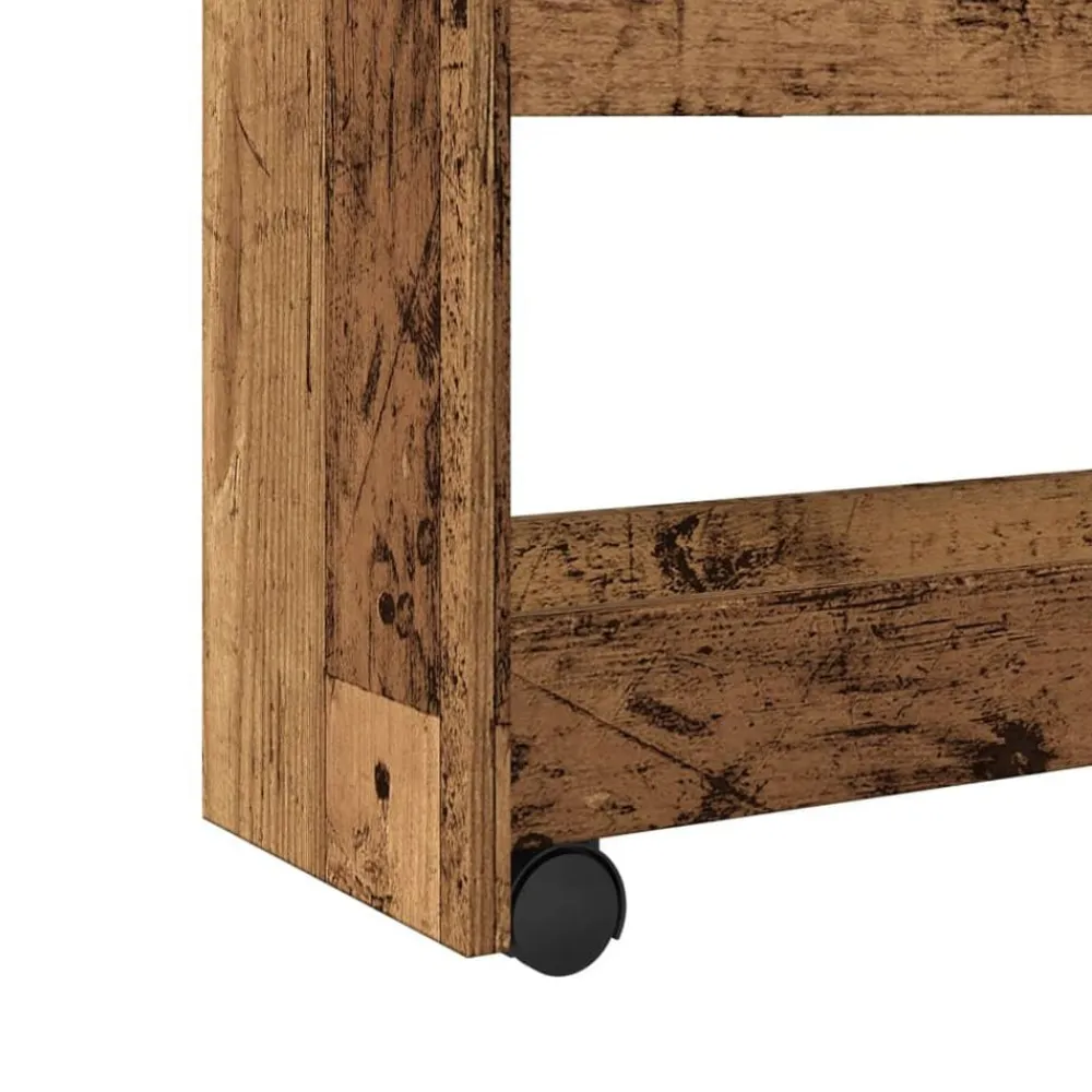 vidaXL Carro de almacenaje estrecho 4 niveles madera envejecida Madera antigua Sale