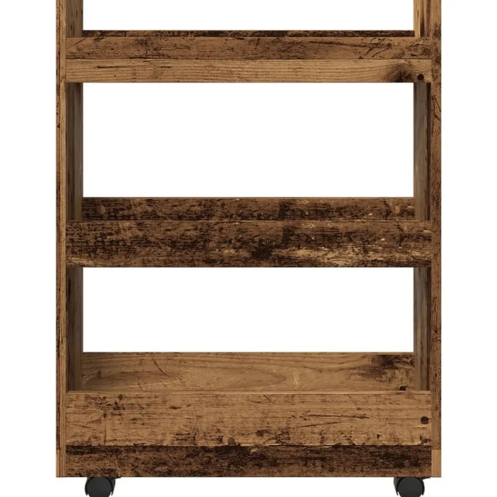 vidaXL Carro de almacenaje estrecho 3 niveles madera envejecida Madera antigua Online