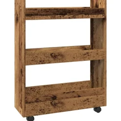 vidaXL Carro de almacenaje estrecho 3 niveles madera envejecida Madera antigua Online