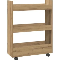 vidaXL Carro de almacenaje estrecho 3 niveles madera roble artisian artisian oak Sale