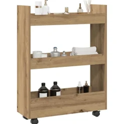 vidaXL Carro de almacenaje estrecho 3 niveles madera roble artisian artisian oak Sale