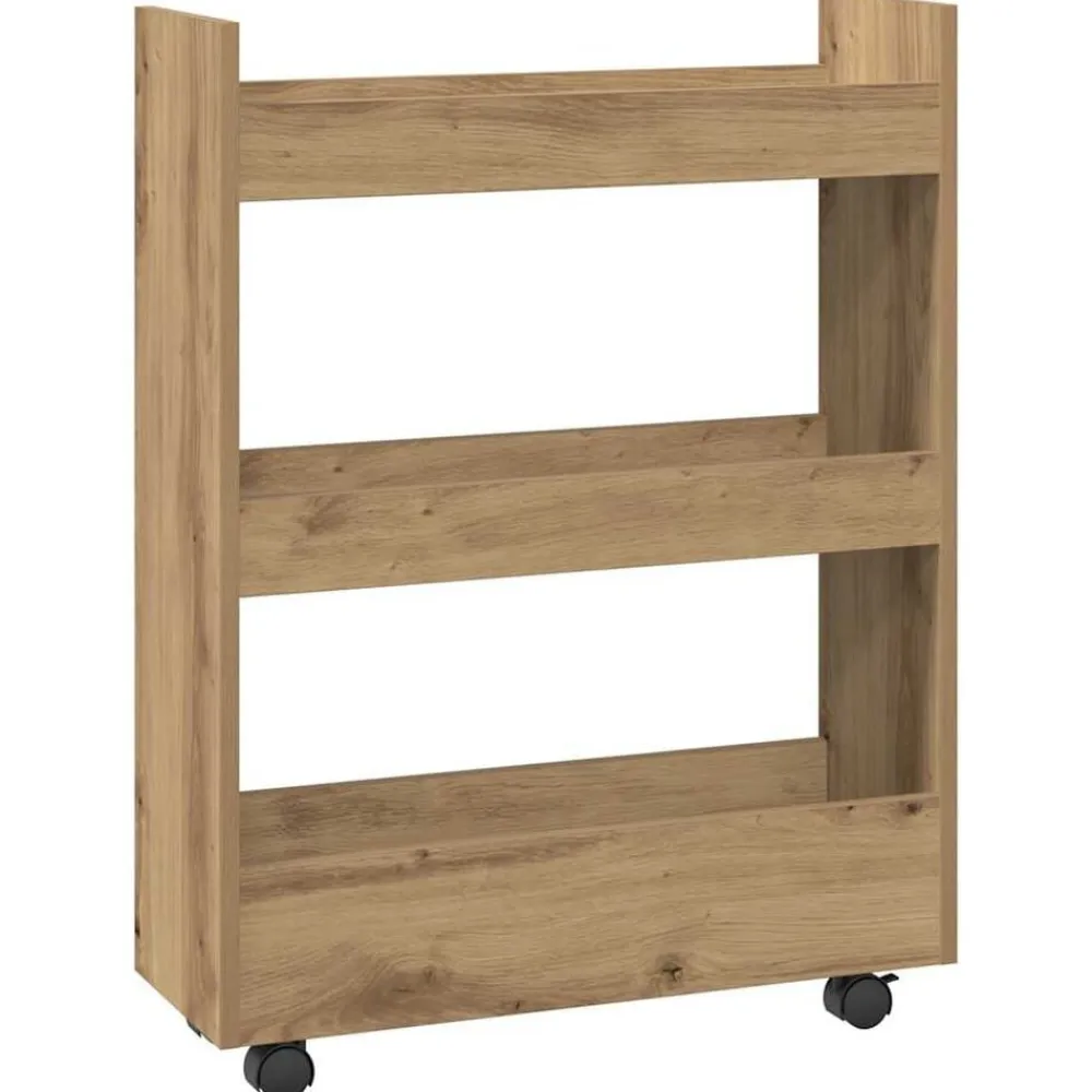 vidaXL Carro de almacenaje estrecho 3 niveles madera roble artisian artisian oak Sale