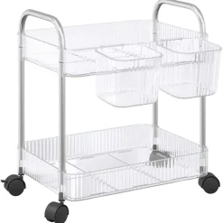 vidaXL Herramientas-Carro de almacenamiento 2 niveles transparente 37x28x43,5 cm