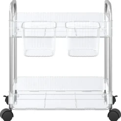vidaXL Herramientas-Carro de almacenamiento 2 niveles transparente 37x28x43,5 cm