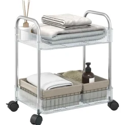 vidaXL Herramientas-Carro de almacenamiento 2 niveles transparente 37x28x43,5 cm