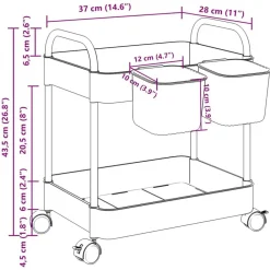 vidaXL Herramientas-Carro de almacenamiento 2 niveles transparente 37x28x43,5 cm