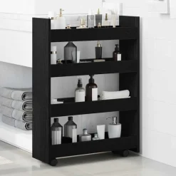 vidaXL Carro de Almacenamiento Estrecho 60 x 20 x 82 cm Roble negro Best