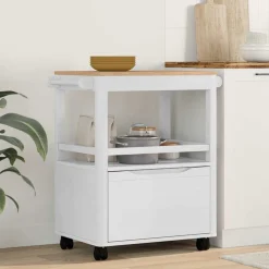 vidaXL Carros E Islas-Carro de Cocina FLORO 72,5 x 45 x 80 cm Madera de Pino Macizo
