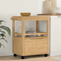 vidaXL Carro de Cocina FLORO Marrón cera 72,5 x 45 x 80 cm Marr&oacute;n cera Clearance