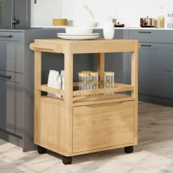 vidaXL Carro de Cocina FLORO Marrón cera 72,5 x 45 x 80 cm Marr&oacute;n cera Clearance