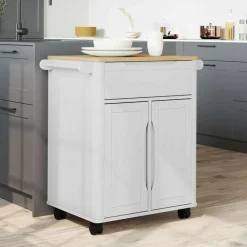 vidaXL Carros E Islas-Carro de Cocina FLORO 72,5 x 45 x 80 cm Madera de Pino Macizo
