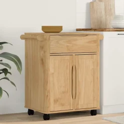 vidaXL Carros E Islas-Carro de Cocina FLORO Marrón cera 72,5 x 45 x 80 cm