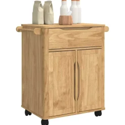 vidaXL Carros E Islas-Carro de Cocina FLORO Marrón cera 72,5 x 45 x 80 cm