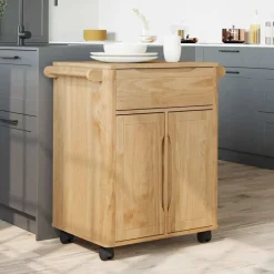 vidaXL Carros E Islas-Carro de Cocina FLORO Marrón cera 72,5 x 45 x 80 cm