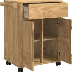 vidaXL Carros E Islas-Carro de Cocina FLORO Marrón cera 72,5 x 45 x 80 cm