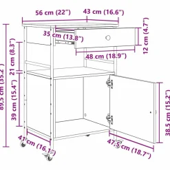 vidaXL Carro de Cocina Madera vieja 56 x 43 x 89,5 cm Madera envejecida Best