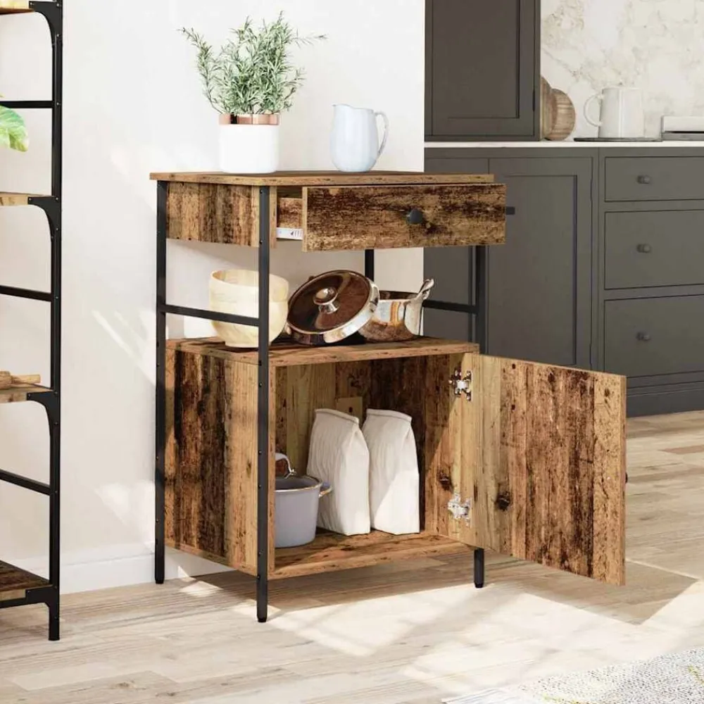 vidaXL Carro de Cocina Madera vieja 56 x 43 x 89,5 cm Madera envejecida Best