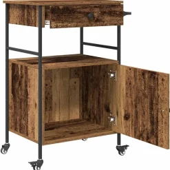 vidaXL Carro de Cocina Madera vieja 56 x 43 x 89,5 cm Madera envejecida Best