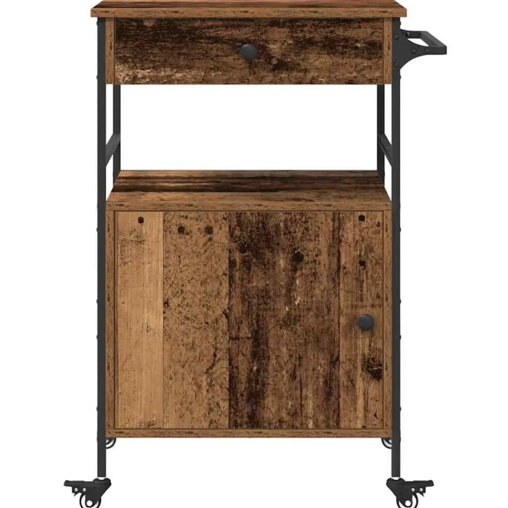vidaXL Carro de Cocina Madera vieja 56 x 43 x 89,5 cm Madera envejecida Best
