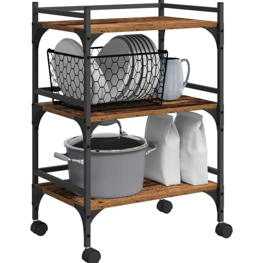 vidaXL Carros E Islas-Carro de Cocina Madera Vieja 50 x 35 x 75.5 cm