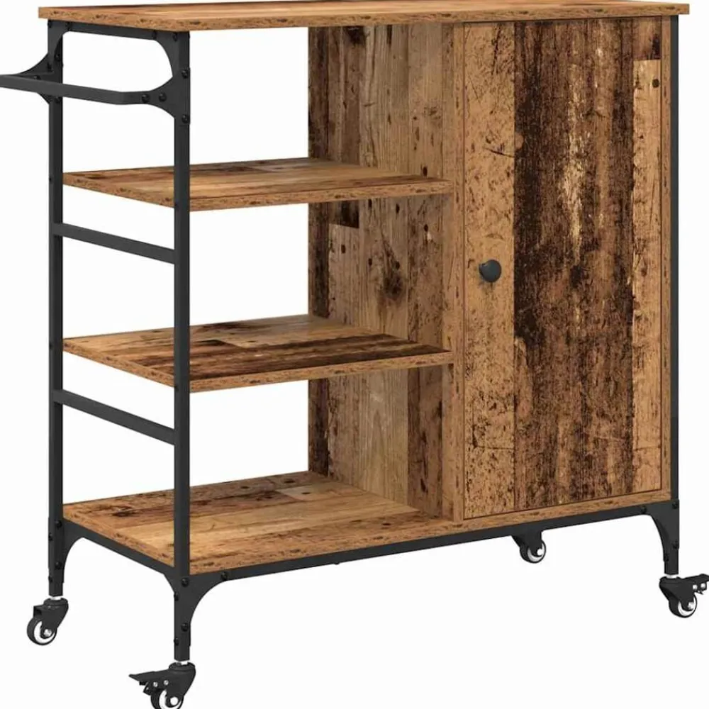 vidaXL Carro de Cocina Madera vieja 87.5 x 39 x 84.5 cm Madera envejecida Sale