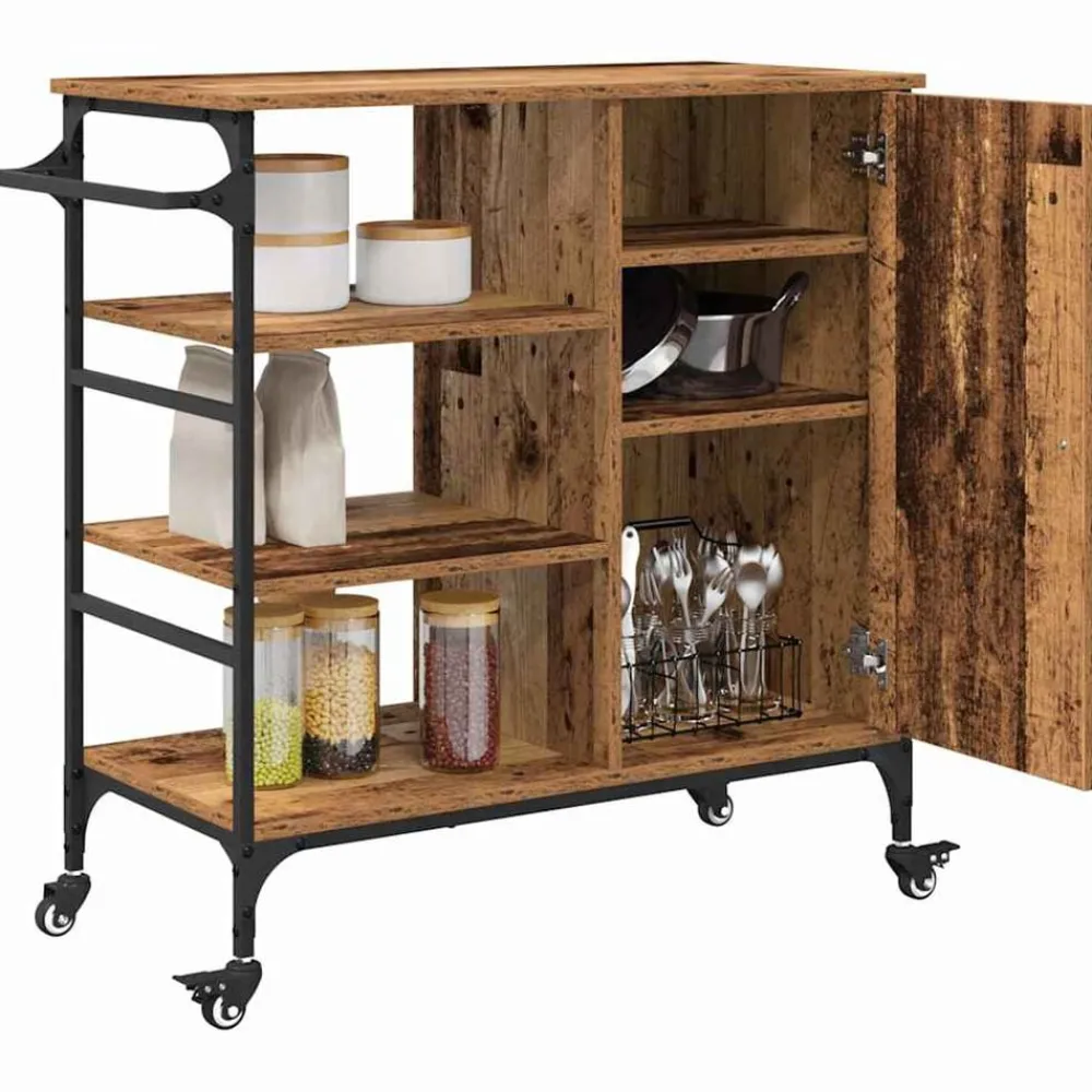 vidaXL Carro de Cocina Madera vieja 87.5 x 39 x 84.5 cm Madera envejecida Sale