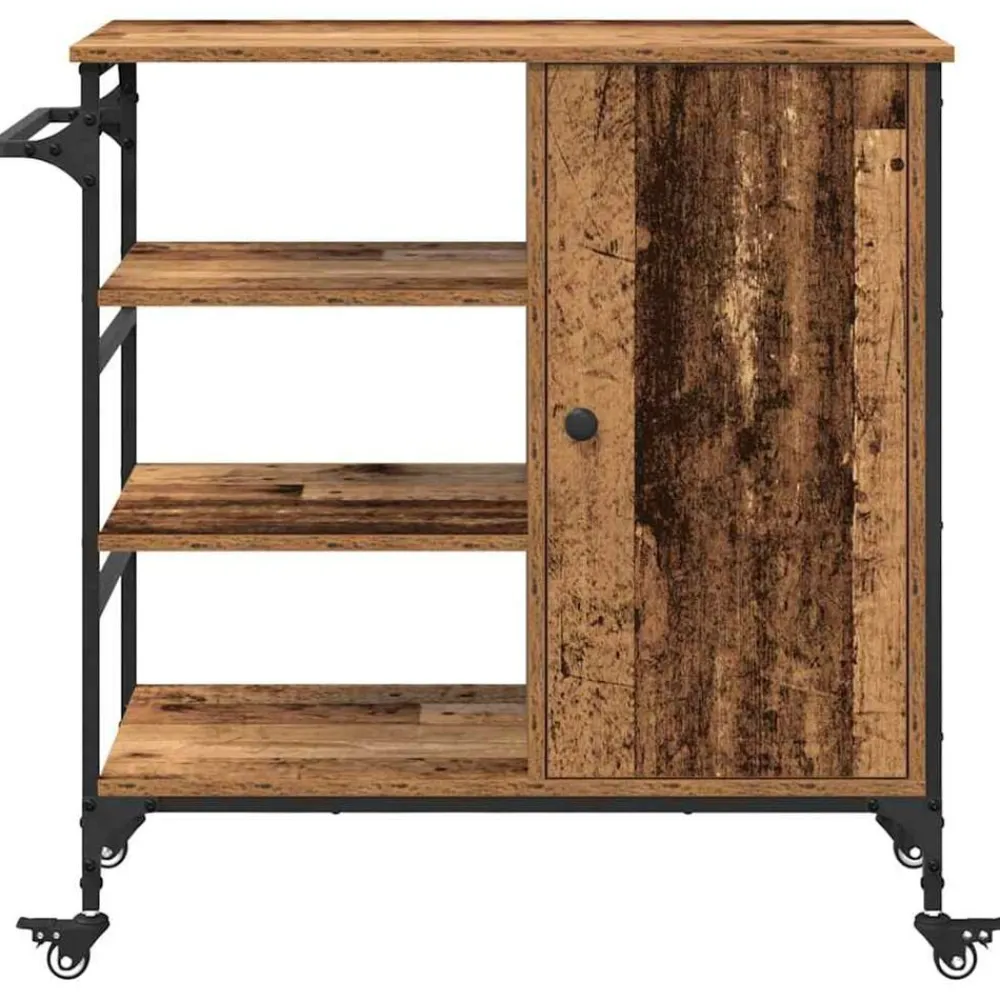 vidaXL Carro de Cocina Madera vieja 87.5 x 39 x 84.5 cm Madera envejecida Sale