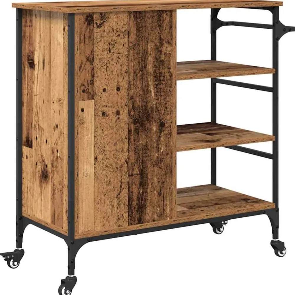 vidaXL Carro de Cocina Madera vieja 87.5 x 39 x 84.5 cm Madera envejecida Sale